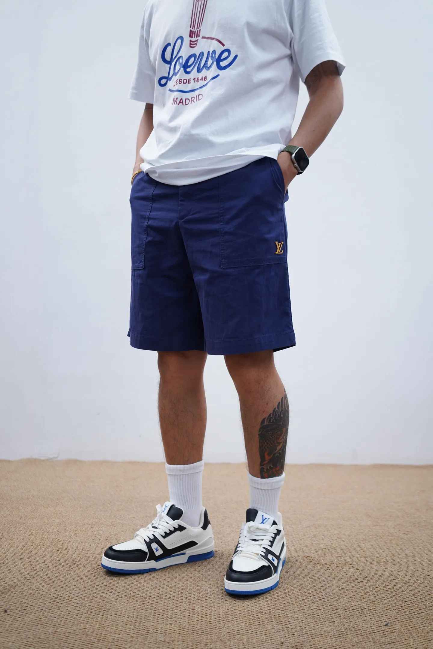 Louis Vuitton/Louis Vuitton LV logo indigo blue denim shorts